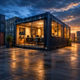 Buy shipping containers fitted out as an office unit with glazed frontage