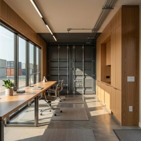 Fitted interior of a modified shipping container